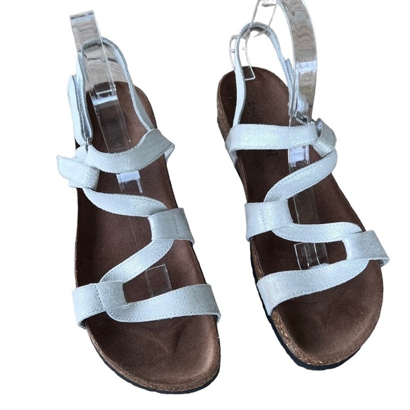 Sundance Italy Moon on the Water Cork Bottom Sandal White Shimmer Sz 10 Comfort - Picture 2 of 16